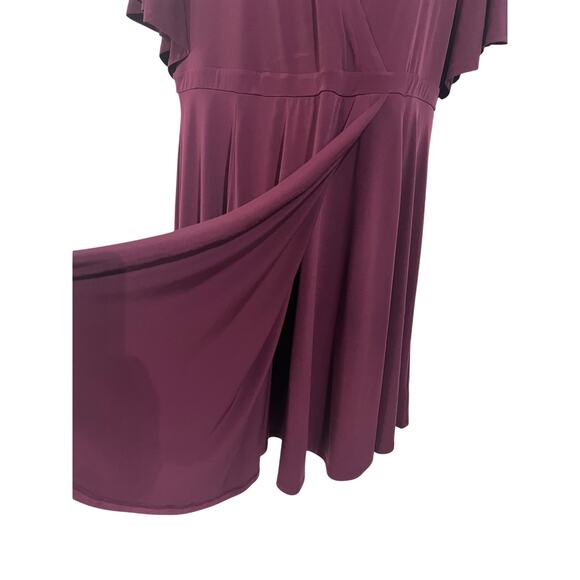 Torrid Womens Plus Size 3 V-Neck Knit Faux Wrap Stretch Short Dress Burgundy Red - Picture 9 of 14